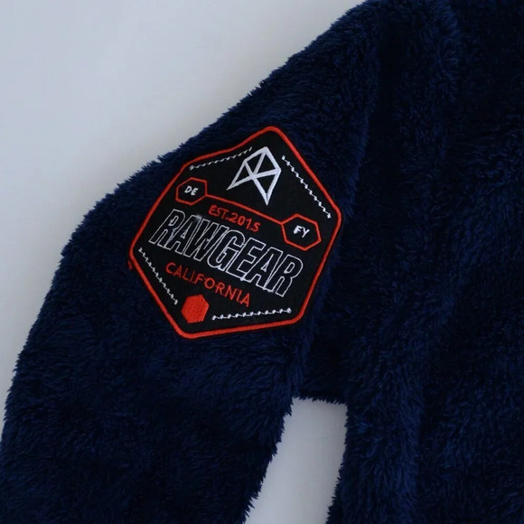 Raw Gear Navy w Orange Piping  Soft Fleece Zip Embroidered Sweater Unisex S NWT - Picture 10 of 12